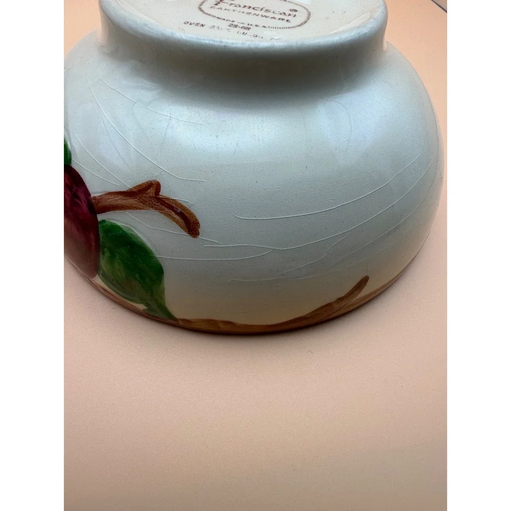 Pair Vintage 1968 Franciscan Apple Cereal Bowls Interpace USA As Is Crazing